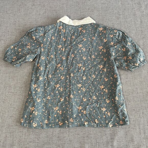 Rilee + Cru Top Girls Size 6-7 Years Dark Floral Button Up Collared Blouse - Picture 4 of 9